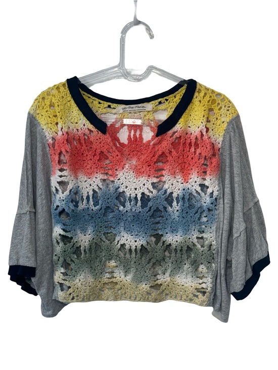 Free People Tops - 🧶👘🧵 Free People Joshua Tee Crotchet Multicolor Crop Top Open Weave Knit🧵👘🧶